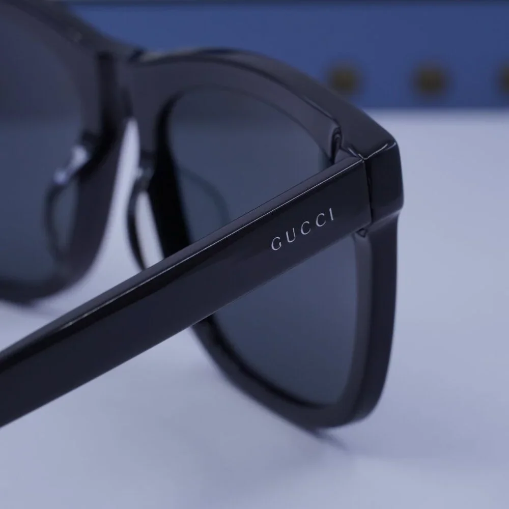 Gucci GG0057SKN 006 Square Men Sunglasses - Black / Grey